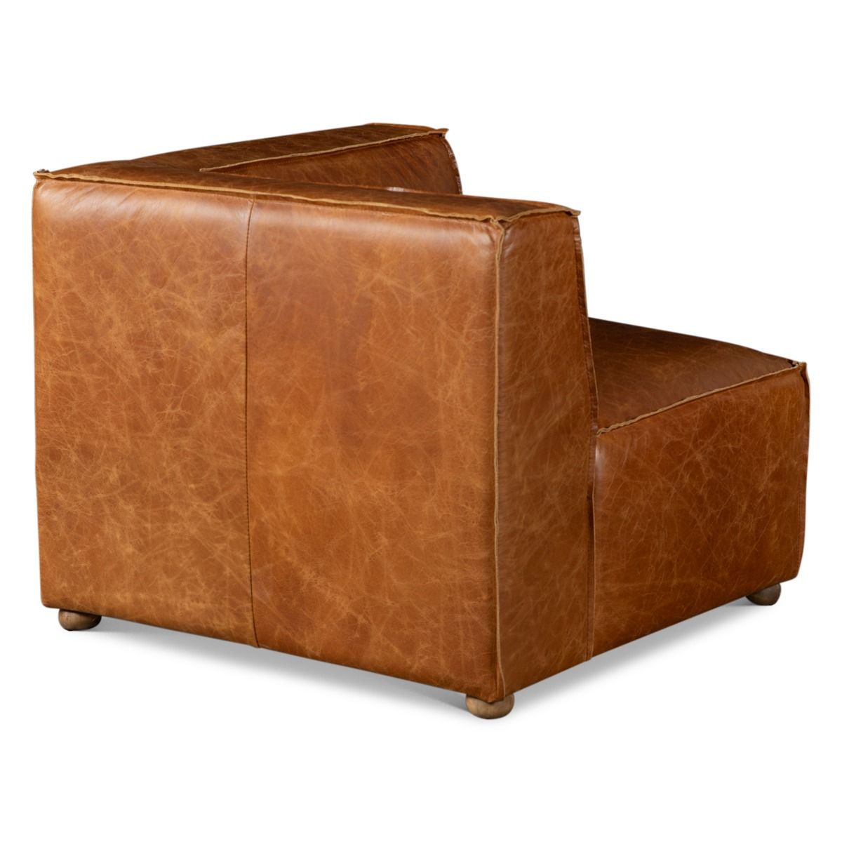 Portofino Loft Three Piece Sectional Sofa in Cocoa Brown Leather from Home Trends & Design - Luna Furniture