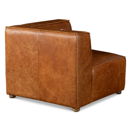 Portofino Loft Three Piece Sectional Sofa in Cocoa Brown Leather from Home Trends & Design - Luna Furniture