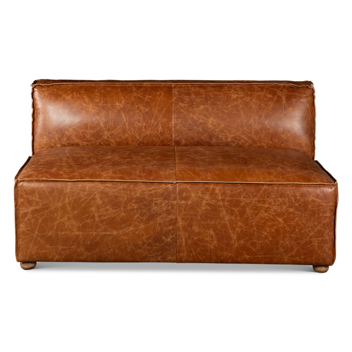 Portofino Loft Three Piece Sectional Sofa in Cocoa Brown Leather from Home Trends & Design - Luna Furniture