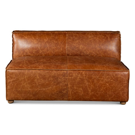Portofino Loft Three Piece Sectional Sofa in Cocoa Brown Leather from Home Trends & Design - Luna Furniture