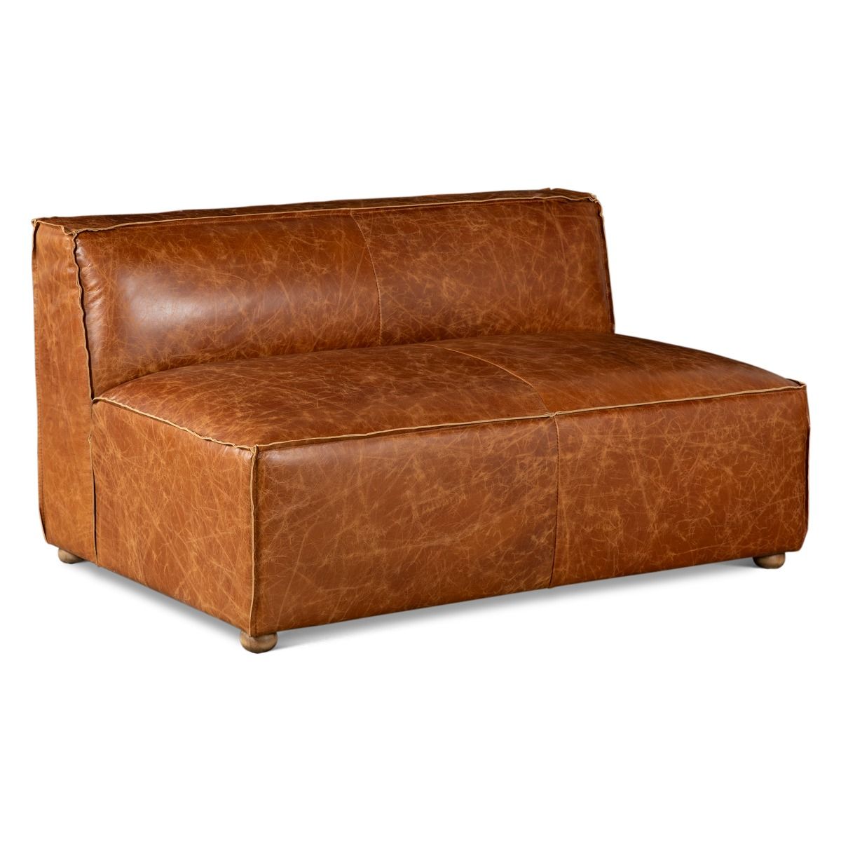 Portofino Loft Three Piece Sectional Sofa in Cocoa Brown Leather from Home Trends & Design - Luna Furniture