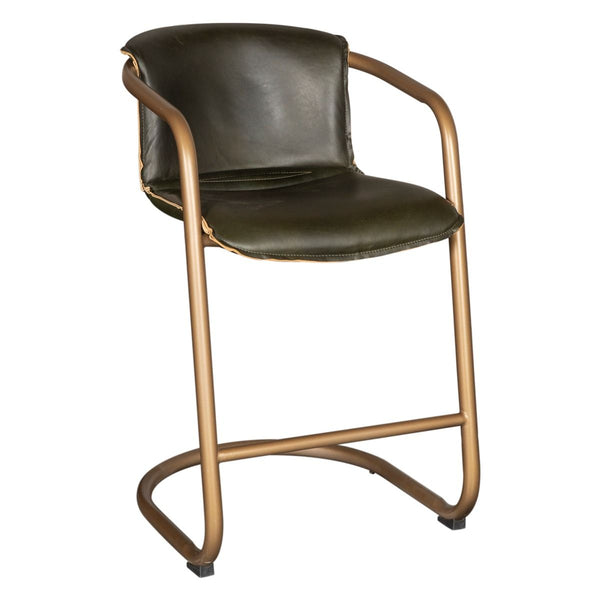 Portofino 22" Counter Chair in Emerald Green Leather, Set of 2