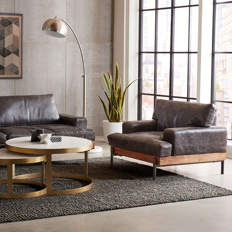 Portofino Industrial 41" Accent Chair in Morocco Black Leather from Home Trends & Design - Luna Furniture