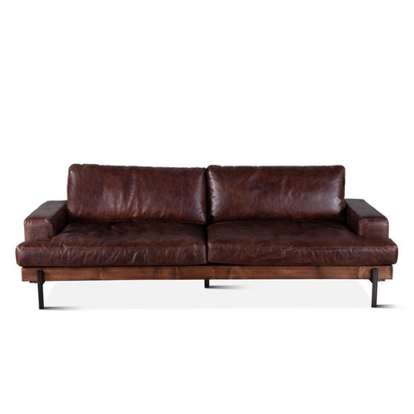 Portofino Industrial 94" Sofa in Geisha Brown Leather from Home Trends & Design - Luna Furniture