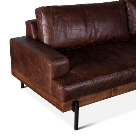 Portofino Industrial 94" Sofa in Geisha Brown Leather from Home Trends & Design - Luna Furniture