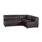 Portofino Loft Three Piece Sectional Sofa in Antique Ebony Leather from Home Trends & Design - Luna Furniture