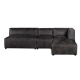 Portofino Loft Three Piece Sectional Sofa in Antique Ebony Leather from Home Trends & Design - Luna Furniture