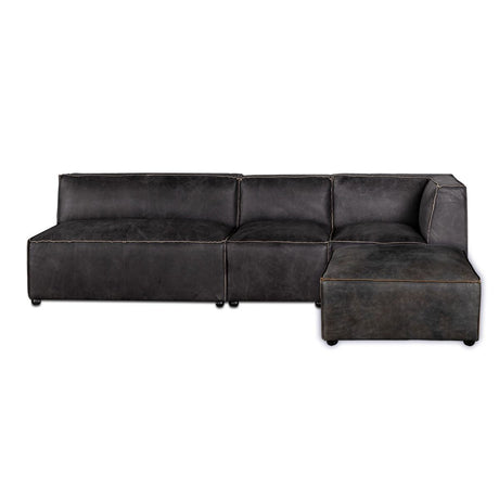 Portofino Loft Three Piece Sectional Sofa in Antique Ebony Leather from Home Trends & Design - Luna Furniture
