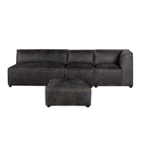 Portofino Loft Three Piece Sectional Sofa in Antique Ebony Leather from Home Trends & Design - Luna Furniture