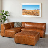 Portofino Loft Three Piece Sectional Sofa in Cocoa Brown Leather from Home Trends & Design - Luna Furniture