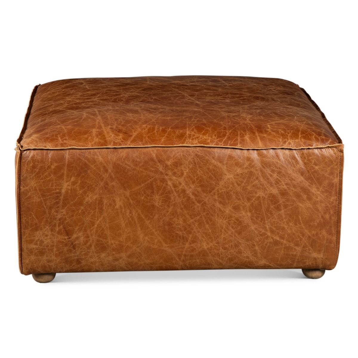 Portofino Loft Sectional Ottoman in Cocoa Brown Leather from Home Trends & Design - Luna Furniture