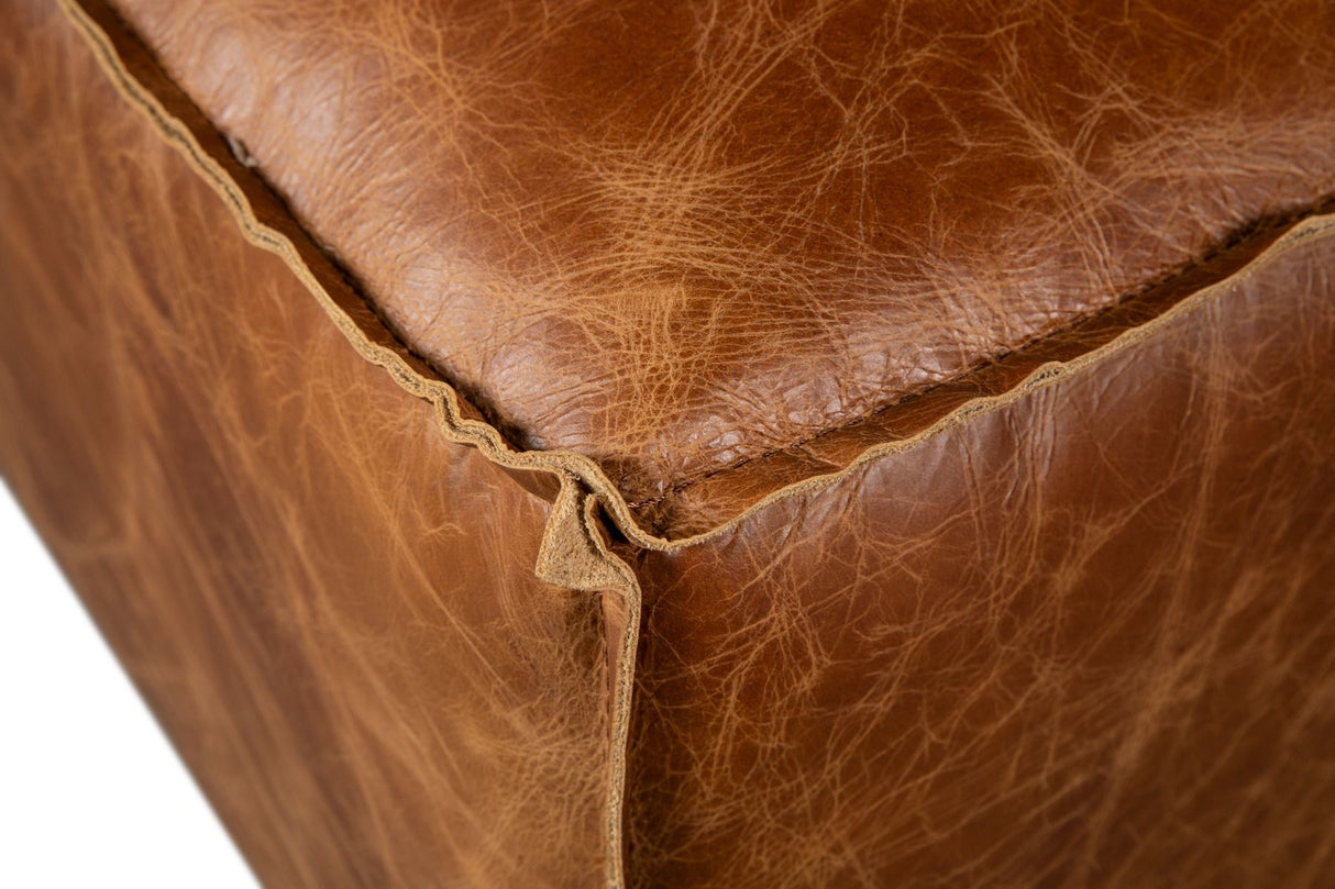 Portofino Loft Sectional Ottoman in Cocoa Brown Leather from Home Trends & Design - Luna Furniture