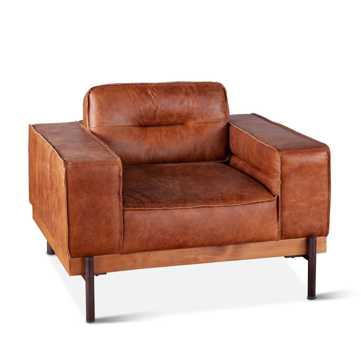 Portofino Modern 42" Accent Chair in Cocoa Brown Leather from Home Trends & Design - Luna Furniture