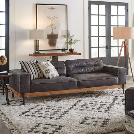 Portofino Modern 95" Sofa in Antique Ebony Leather from Home Trends & Design - Luna Furniture
