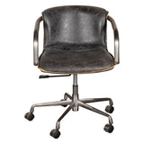 Portofino Swivel Office Chair in Antique Ebony Leather and Antique Zinc from Home Trends & Design - Luna Furniture