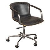 Portofino Swivel Office Chair in Antique Ebony Leather and Antique Zinc from Home Trends & Design - Luna Furniture