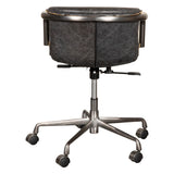 Portofino Swivel Office Chair in Antique Ebony Leather and Antique Zinc from Home Trends & Design - Luna Furniture