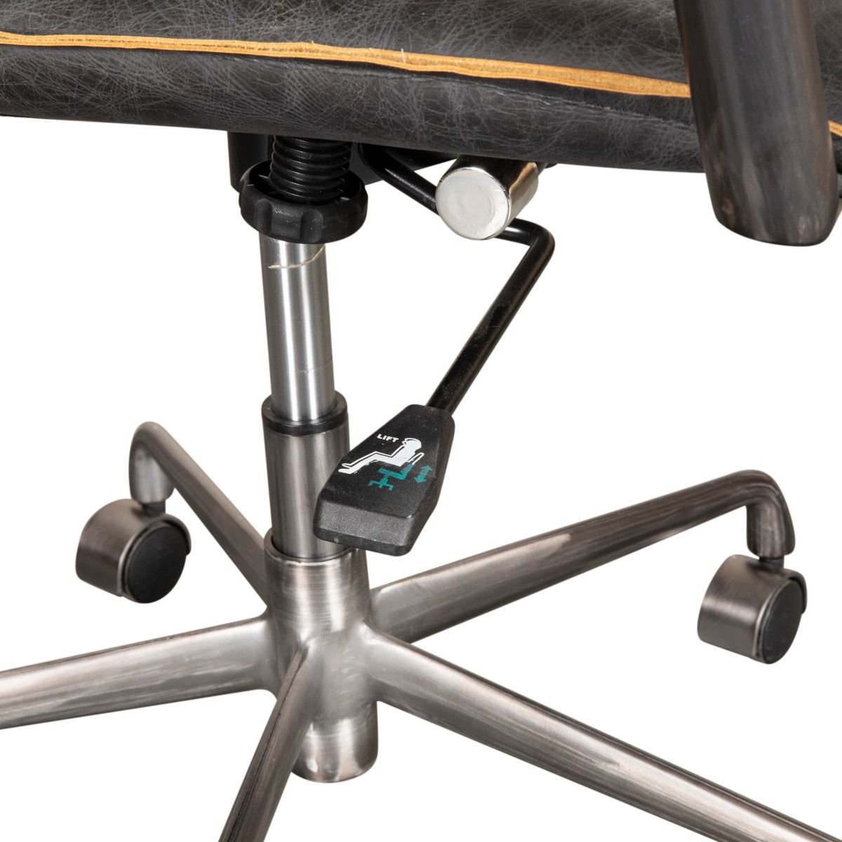 Portofino Swivel Office Chair in Antique Ebony Leather and Antique Zinc from Home Trends & Design - Luna Furniture