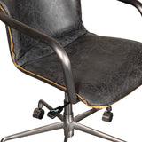 Portofino Swivel Office Chair in Antique Ebony Leather and Antique Zinc from Home Trends & Design - Luna Furniture
