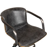 Portofino Swivel Office Chair in Antique Ebony Leather and Antique Zinc from Home Trends & Design - Luna Furniture