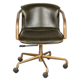 Portofino Swivel Office Chair in Emerald Green Leather and Antique Gold from Home Trends & Design - Luna Furniture