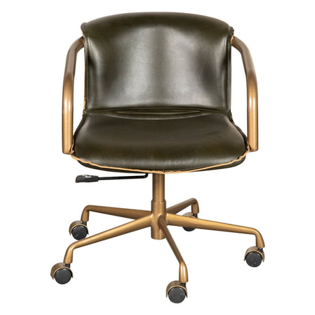 Portofino Swivel Office Chair in Emerald Green Leather and Antique Gold from Home Trends & Design - Luna Furniture