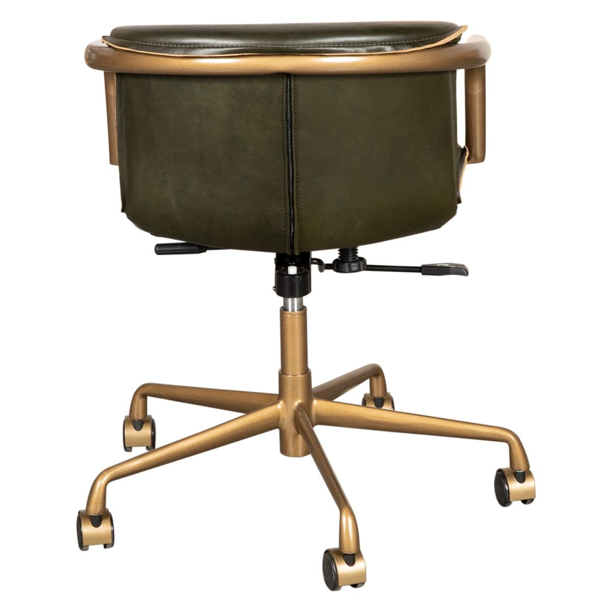 Portofino Swivel Office Chair in Emerald Green Leather and Antique Gold from Home Trends & Design - Luna Furniture