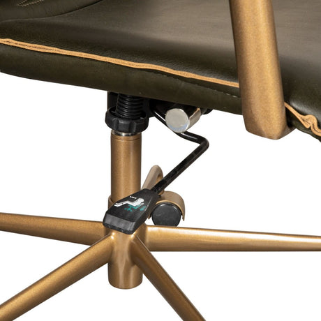Portofino Swivel Office Chair in Emerald Green Leather and Antique Gold from Home Trends & Design - Luna Furniture