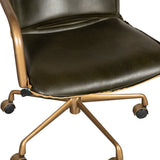Portofino Swivel Office Chair in Emerald Green Leather and Antique Gold from Home Trends & Design - Luna Furniture