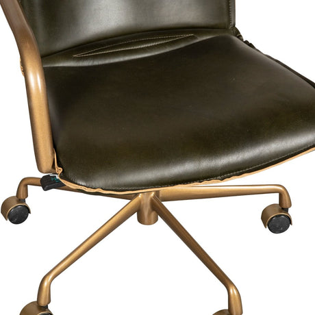 Portofino Swivel Office Chair in Emerald Green Leather and Antique Gold from Home Trends & Design - Luna Furniture