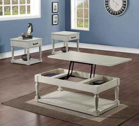 Hemingway Alabaster 3-Piece Cocktail Table Set (Lift-Top Cocktail & Two End Tables) from Steve Silver - Luna Furniture