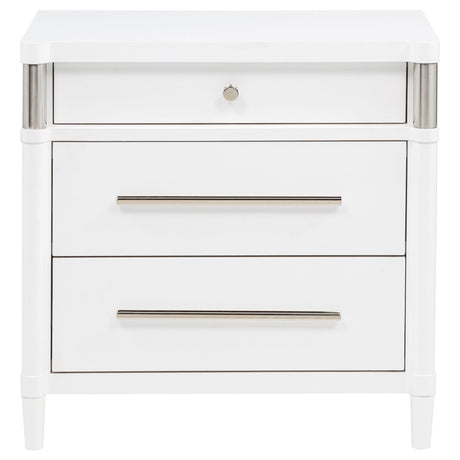 Gracemont White 3-Drawer Bedroom Nightstand Bedside Table from Coaster - Luna Furniture