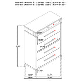 Gracemont White 5-Drawer Bedroom Chest of Drawers from Coaster - Luna Furniture