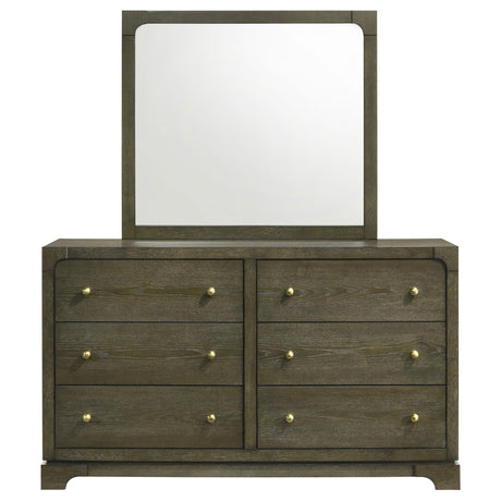 Gran Park Dark Cocoa 6-Drawer Dresser and Mirror from Coaster - Luna Furniture