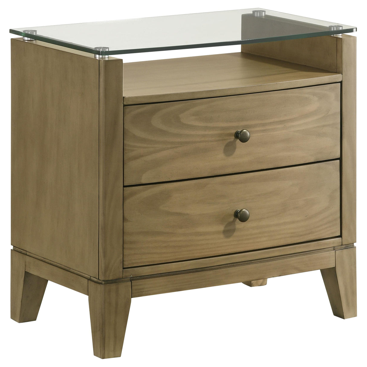 Granada Natural Pine 2-Drawer Glass Top Nightstand from Coaster - Luna Furniture