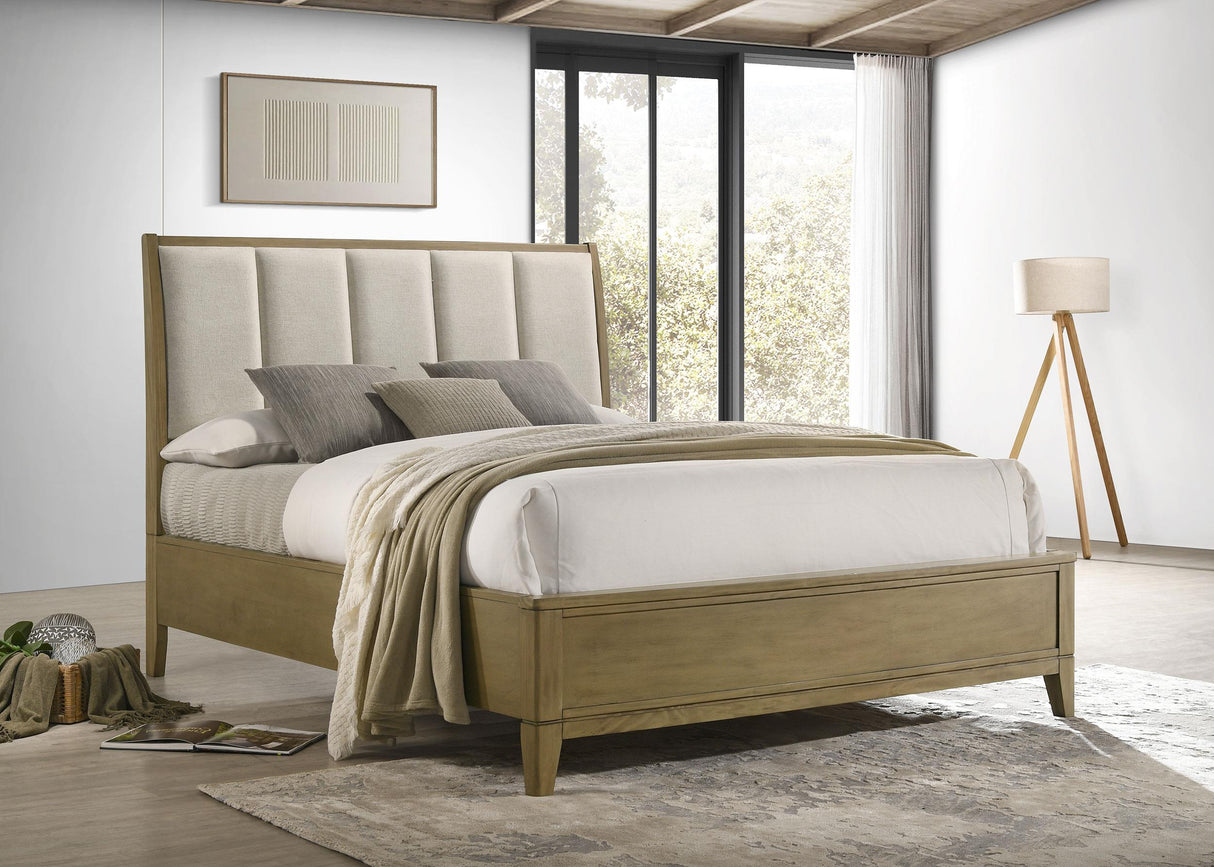 Granada Natural Pine Upholstered Eastern King Panel Bed from Coaster - Luna Furniture