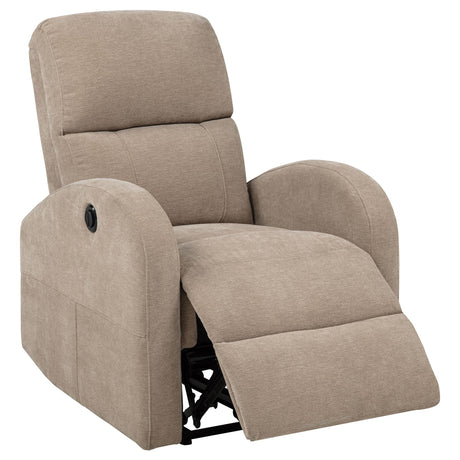 Grant Camel Fabric Upholstered Power Recliner Chair from Coaster - Luna Furniture