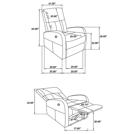 Grant Camel Fabric Upholstered Power Recliner Chair from Coaster - Luna Furniture