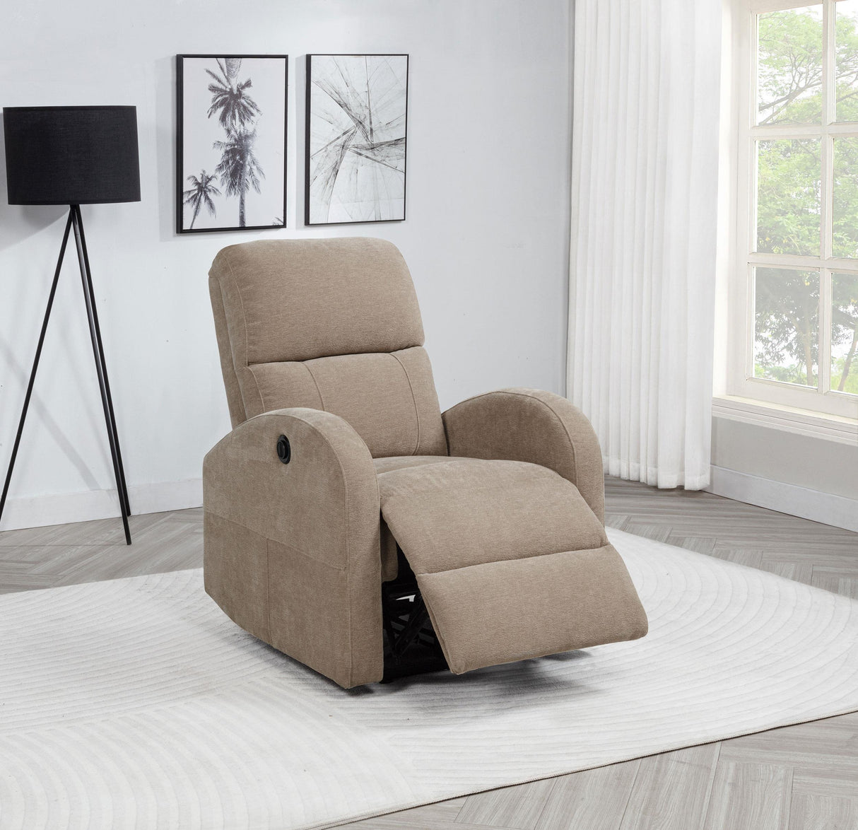 Grant Camel Fabric Upholstered Power Recliner Chair from Coaster - Luna Furniture