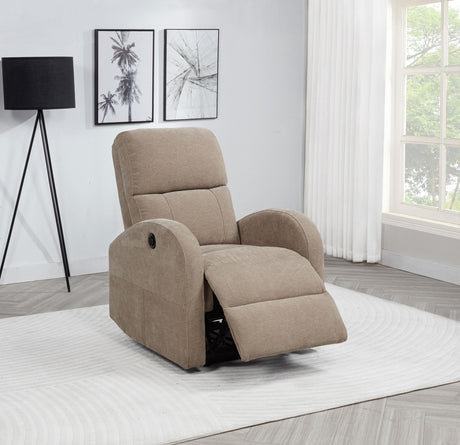 Grant Camel Fabric Upholstered Power Recliner Chair from Coaster - Luna Furniture