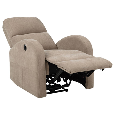 Grant Camel Fabric Upholstered Power Recliner Chair from Coaster - Luna Furniture