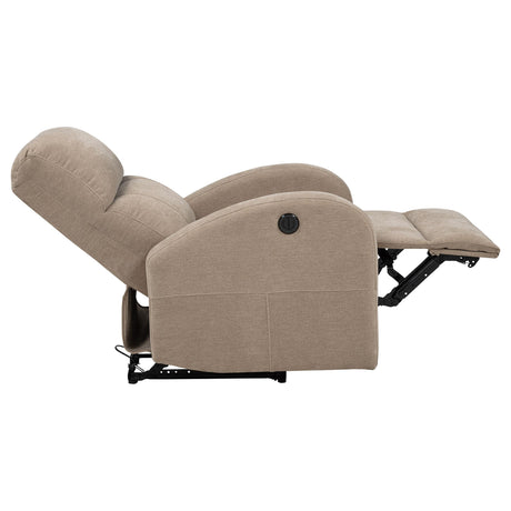 Grant Camel Fabric Upholstered Power Recliner Chair from Coaster - Luna Furniture