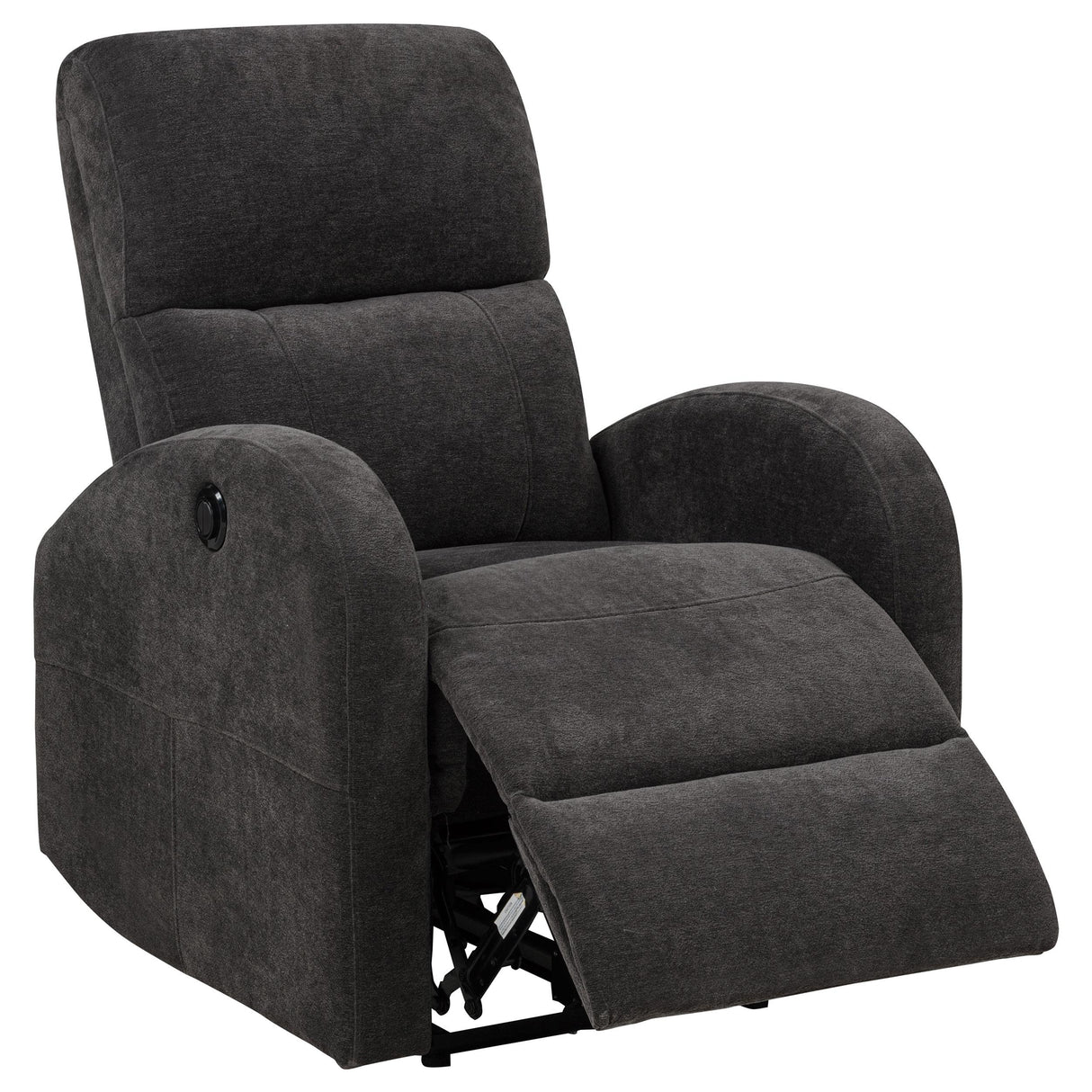 Grant Charcoal Gray Fabric Upholstered Power Recliner Chair from Coaster - Luna Furniture