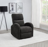 Grant Charcoal Gray Fabric Upholstered Power Recliner Chair from Coaster - Luna Furniture