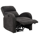Grant Charcoal Gray Fabric Upholstered Power Recliner Chair from Coaster - Luna Furniture