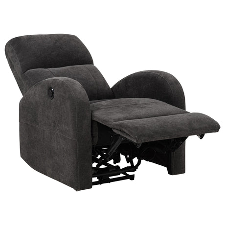 Grant Charcoal Gray Fabric Upholstered Power Recliner Chair from Coaster - Luna Furniture
