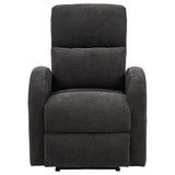 Grant Charcoal Gray Fabric Upholstered Power Recliner Chair from Coaster - Luna Furniture