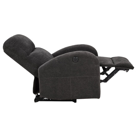 Grant Charcoal Gray Fabric Upholstered Power Recliner Chair from Coaster - Luna Furniture