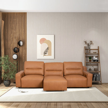 Grant Triple PWR Convertible Sofa - Cognac Leather from Ashcroft Furniture - Luna Furniture