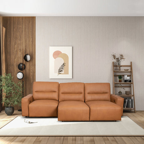Grant Triple PWR Convertible Sofa - Cognac Leather from Ashcroft Furniture - Luna Furniture